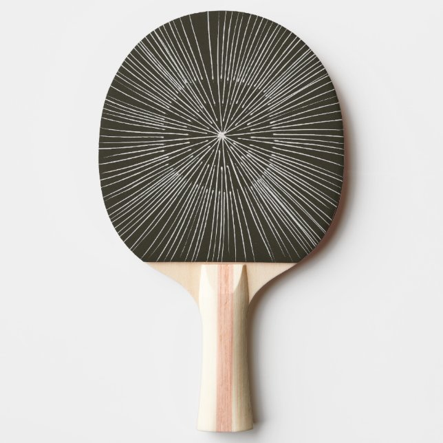 Layers of White spokes on black ping pong paddles (Front)