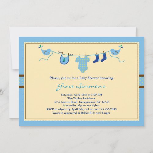 Layette Clothing Line Baby Shower Invitation
