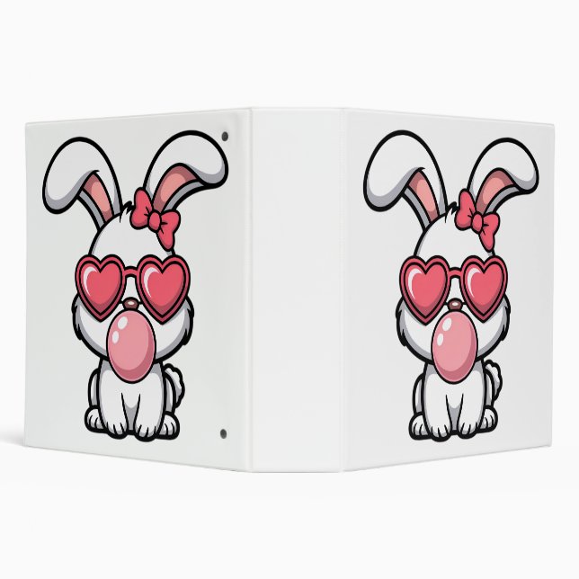 layful Kawaii Rabbit with Bubblegum Bubble 3 Ring Binder (Background)