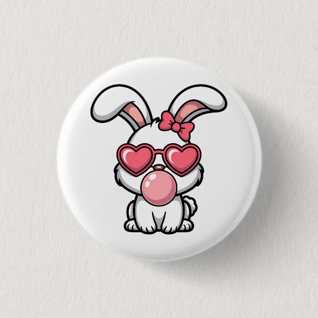 layful Kawaii Rabbit with Bubblegum Bubble Button (Front)