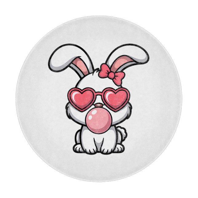 layful Kawaii Rabbit with Bubblegum Bubble Cutting Board (Front)