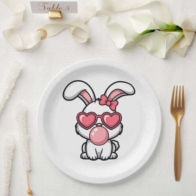 layful Kawaii Rabbit with Bubblegum Bubble Paper Plates (Wedding)