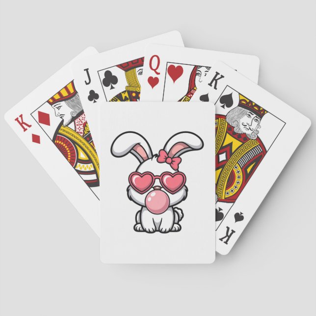 layful Kawaii Rabbit with Bubblegum Bubble Poker Cards (Back)