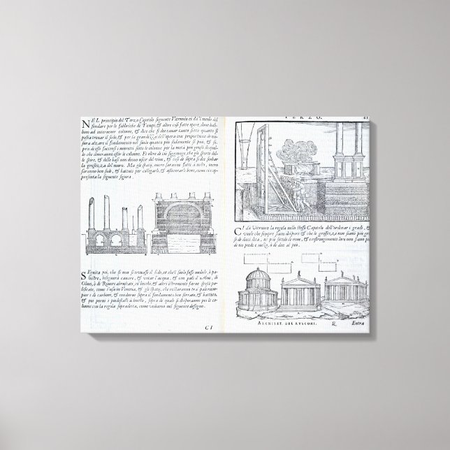Laying foundations, from 'Della Architettura', pub Canvas Print (Front)