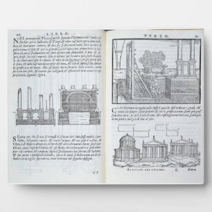 Laying foundations, from 'Della Architettura', pub Plaque