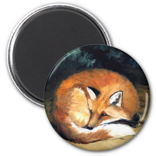 Laying Fox Wildlife Art Reproduction Magnet