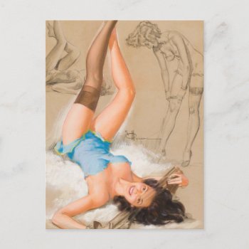 Laying Girl Pin Up Art Postcard by Pin_Up_Art at Zazzle