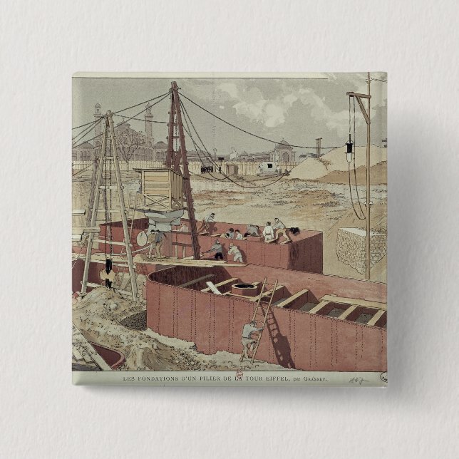 Laying the Foundations for the Eiffel Tower Button (Front)