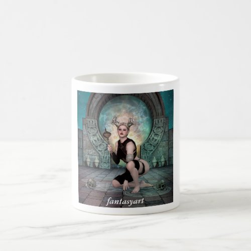 Laying young demon woman coffee mug