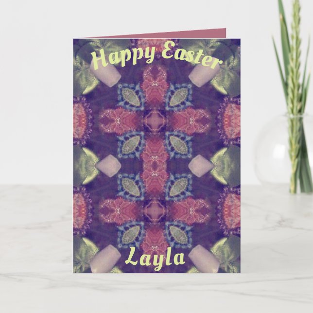LAYLA ~ Easter card pattern ~ Purple Pink Green  (Front)