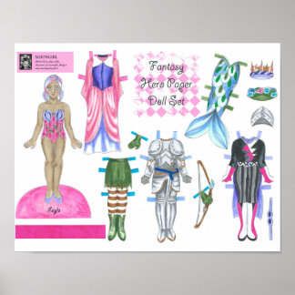 Layla Fantasy Hero Paper Doll - Play or Display Poster