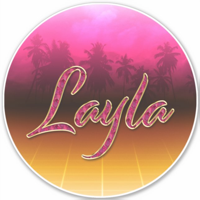 Layla First name name golden pink sticker sticker (Front)