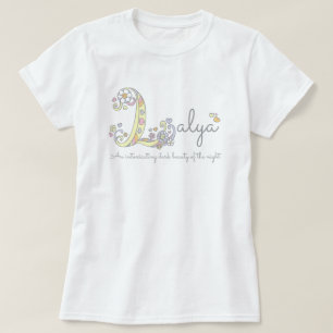 Layla girls name meaning L monogram hearts T-Shirt