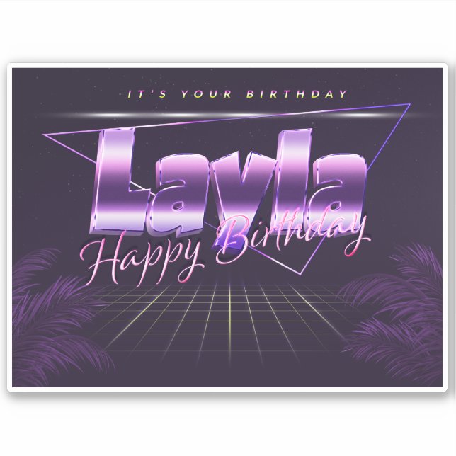 Layla Name First name lila retro Sticker Birthday (Front)