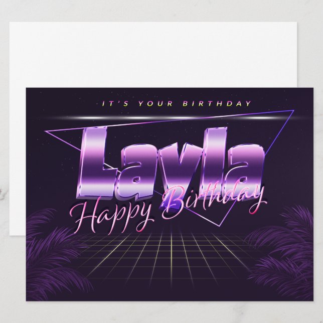 Layla Name First Name pura retro card Birthday (Front/Back)