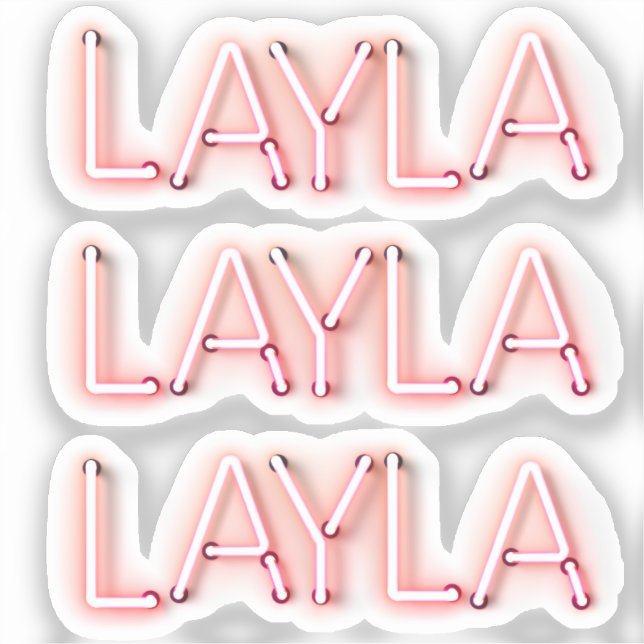 Layla name in glowing neon lights novelty x3 sticker (Front)