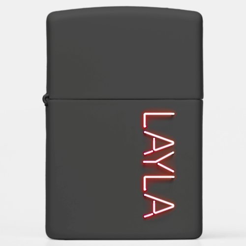 Layla name in glowing neon lights zippo lighter