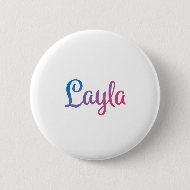 Layla Stylish Cursive Pinback Button (Front)