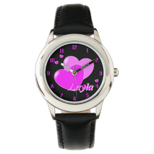 Layla - Your Custom Name Template Cute Pink Hearts Watch