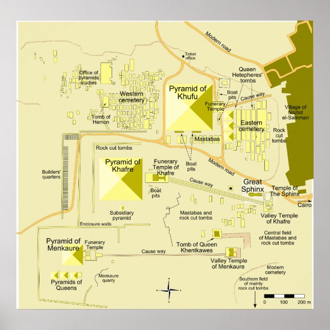 Layout of the Giza Pyramid Complex Diagram Poster (Front)