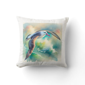 Laysan albatross 101024AREF117 - Watercolor Throw Pillow