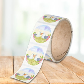 Laysan Albatross with Pink Plumeria Classic Round Sticker