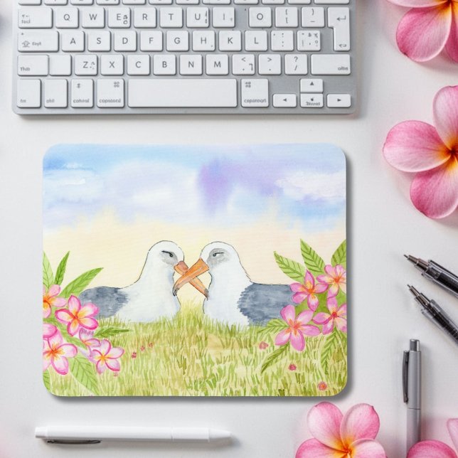  Laysan Albatross with Pink Plumerias Mouse Pad (Creator Uploaded)