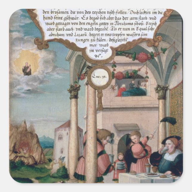 Lazarus and the Rich Man's Table Square Sticker (Front)