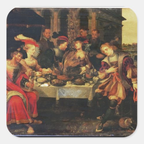 Lazarus at the Rich Mans Table 1618 oil on canv Square Sticker
