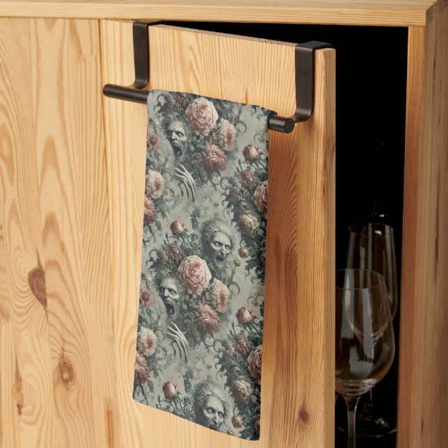 🩸 Lazarus Weeps – Gothic Victorian Kitchen Towel (Thirds Fold)