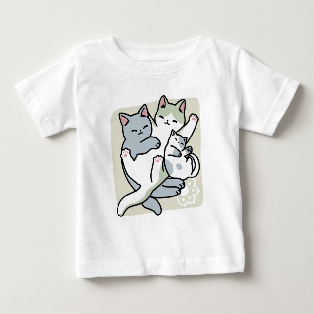 Laze Furr Days - Cute Lazy Cats Design Baby T-Shirt (Front)