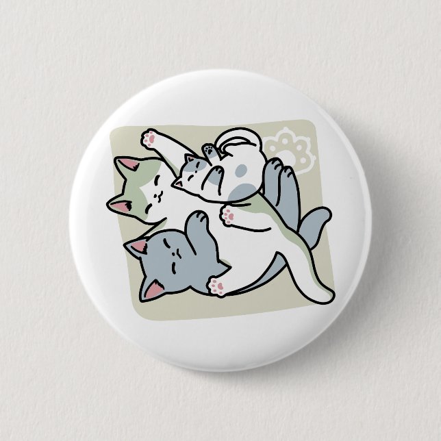 Laze Furr Days - Cute Lazy Cats Design Button (Front)