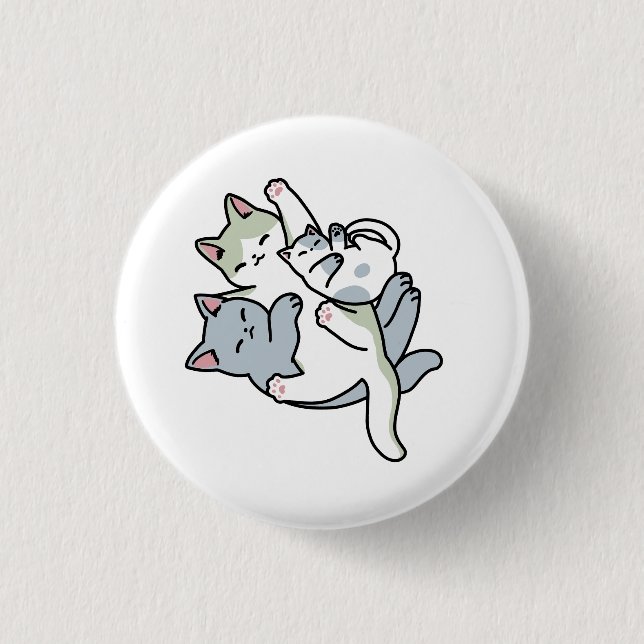 Laze Furr Days - Cute Lazy Cats Design Button (Front)