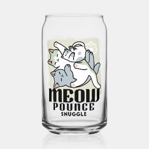 Laze Furr Days - Cute Lazy Cats Design Can Glass
