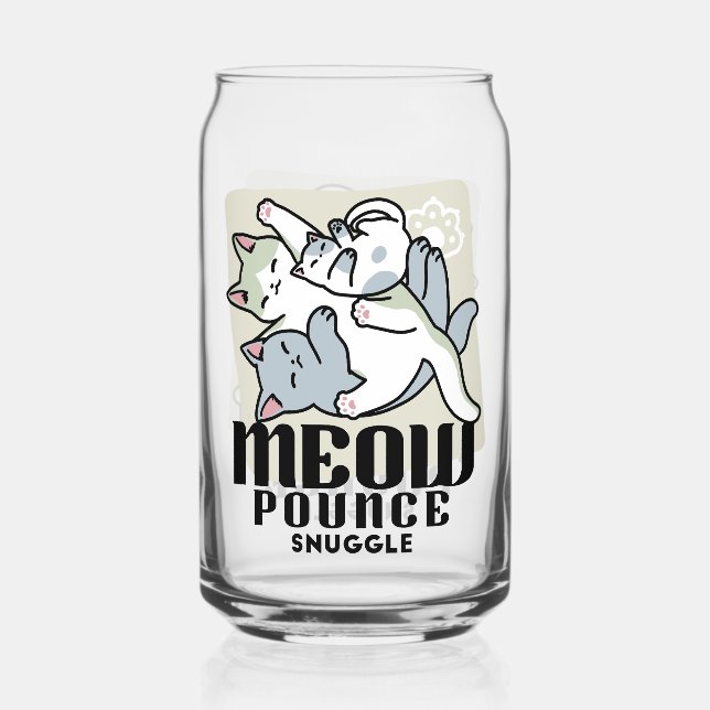 Laze Furr Days - Cute Lazy Cats Design Can Glass (Front)