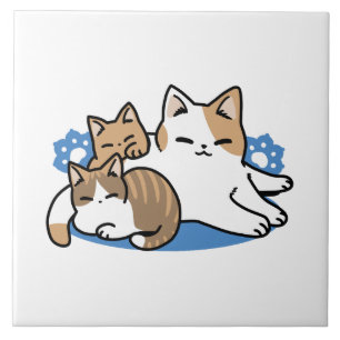 Laze Furr Days - Cute Lazy Cats Design Ceramic Tile