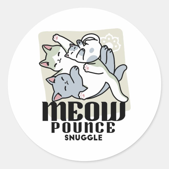 Laze Furr Days - Cute Lazy Cats Design Classic Round Sticker (Front)