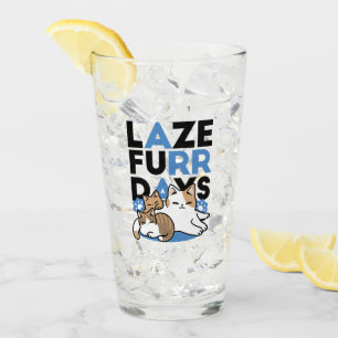 Laze Furr Days - Cute Lazy Cats Design Glass