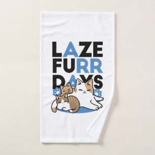 Laze Furr Days - Cute Lazy Cats Design Hand Towel