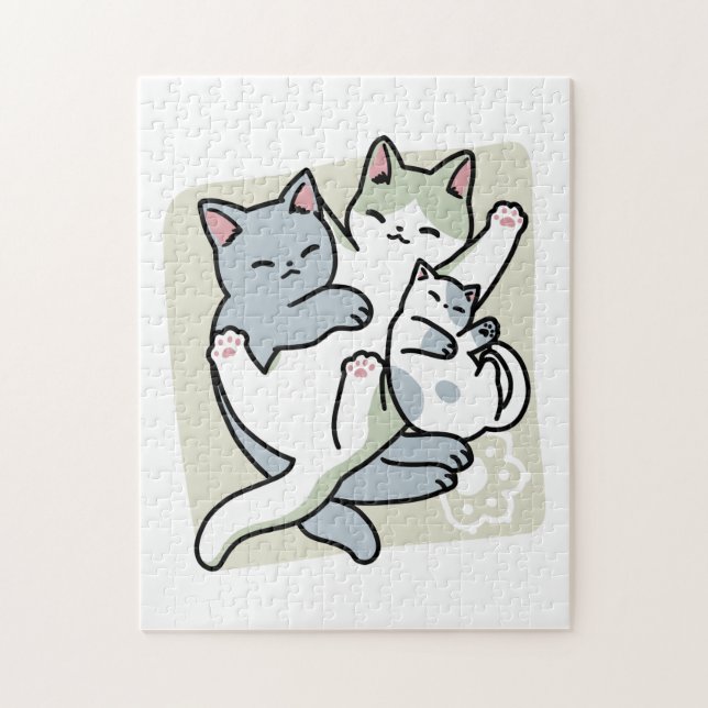 Laze Furr Days - Cute Lazy Cats Design Jigsaw Puzzle (Vertical)