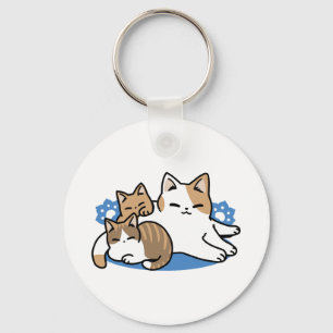 Laze Furr Days - Cute Lazy Cats Design Keychain