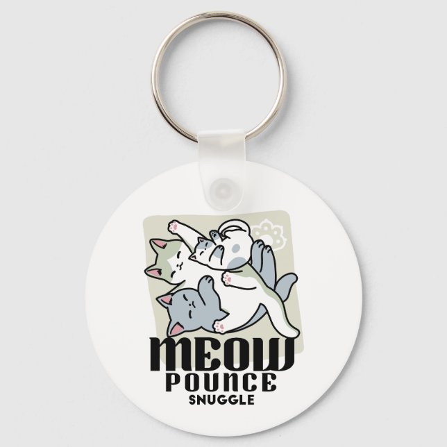 Laze Furr Days - Cute Lazy Cats Design Keychain (Front)
