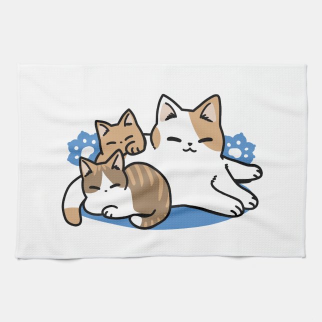 Laze Furr Days - Cute Lazy Cats Design Kitchen Towel (Horizontal)