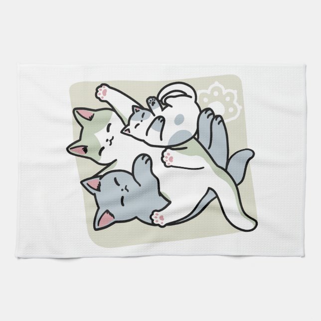 Laze Furr Days - Cute Lazy Cats Design Kitchen Towel (Horizontal)