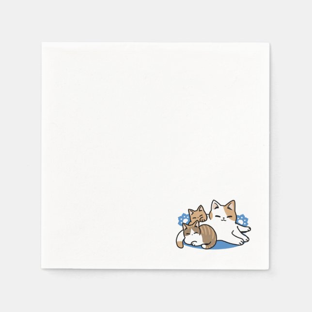 Laze Furr Days - Cute Lazy Cats Design Napkins (Front)