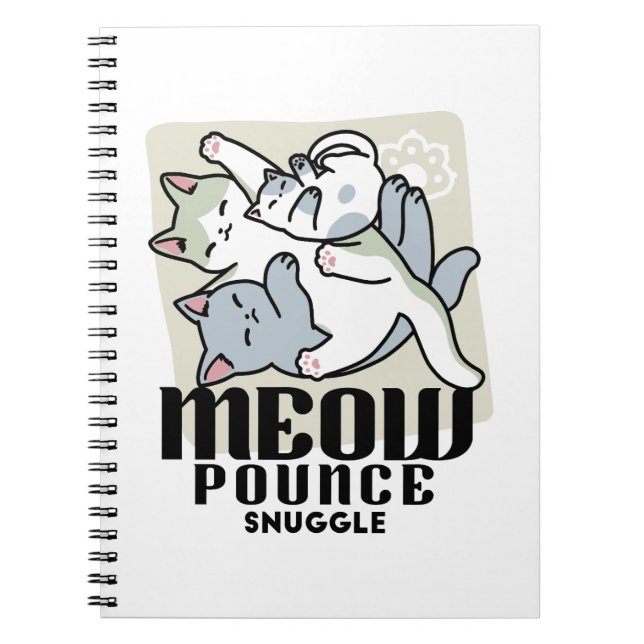 Laze Furr Days - Cute Lazy Cats Design Notebook (Front)