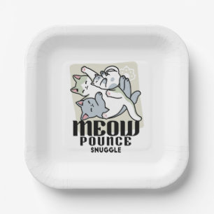 Laze Furr Days - Cute Lazy Cats Design Paper Plates