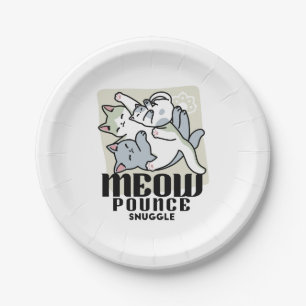Laze Furr Days - Cute Lazy Cats Design Paper Plates