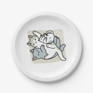 Laze Furr Days - Cute Lazy Cats Design Paper Plates