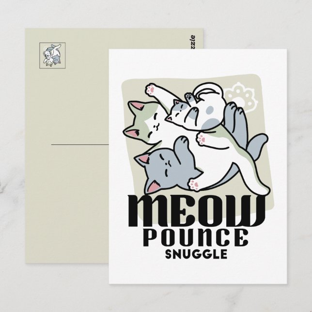 Laze Furr Days - Cute Lazy Cats Design Postcard (Front/Back)